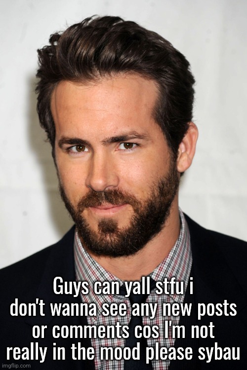 Ryan Reynolds  | Guys can yall stfu i don't wanna see any new posts or comments cos I'm not really in the mood please sybau | image tagged in ryan reynolds | made w/ Imgflip meme maker