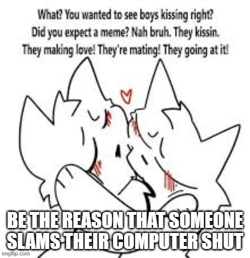 BE THE REASON THAT SOMEONE SLAMS THEIR COMPUTER SHUT | made w/ Imgflip meme maker