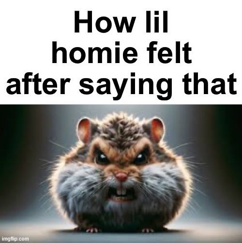 How lil homie felt after saying that | image tagged in how lil homie felt after saying that | made w/ Imgflip meme maker