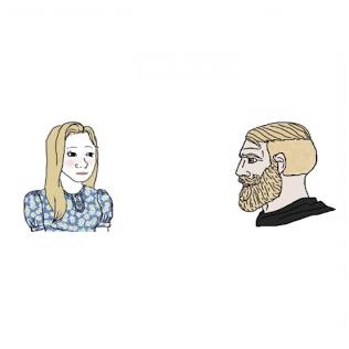 Girl and Boy Chad Blank Meme Template