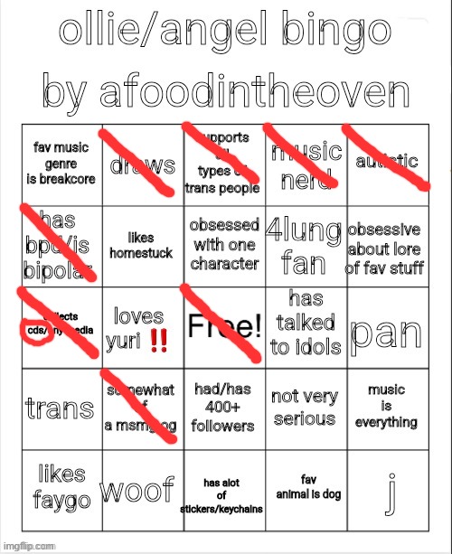ollie bingo | image tagged in ollie bingo | made w/ Imgflip meme maker