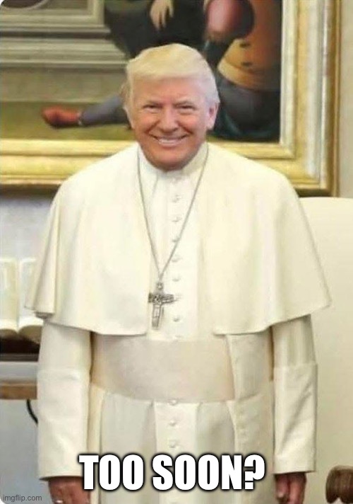 Pope Trump | TOO SOON? | made w/ Imgflip meme maker