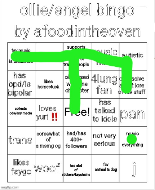 ollie bingo | image tagged in ollie bingo | made w/ Imgflip meme maker
