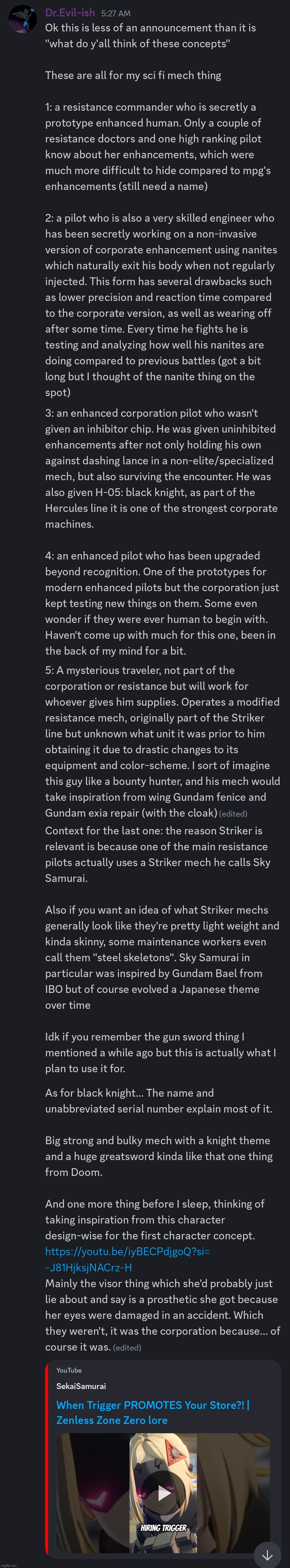 Shit I was cooking up at 5am in the character announcements channel (link to some lore in comments for more context) | made w/ Imgflip meme maker