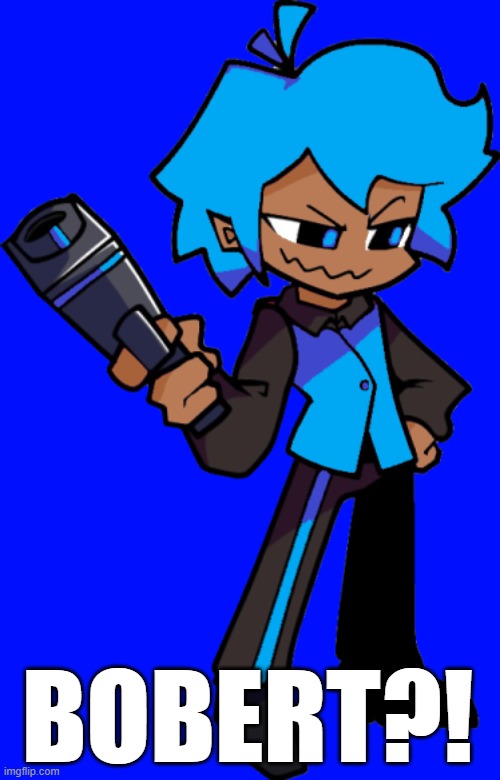 So I swapped Robert and Zoe's palette and...(Part 1) | BOBERT?! | image tagged in palette swap,oc,rhythmic revolution,robert,blue,fnf | made w/ Imgflip meme maker