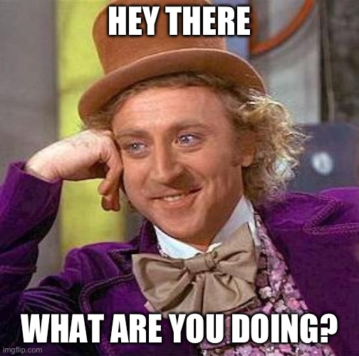 Creepy Condescending Wonka | HEY THERE; WHAT ARE YOU DOING? | image tagged in memes,creepy condescending wonka | made w/ Imgflip meme maker