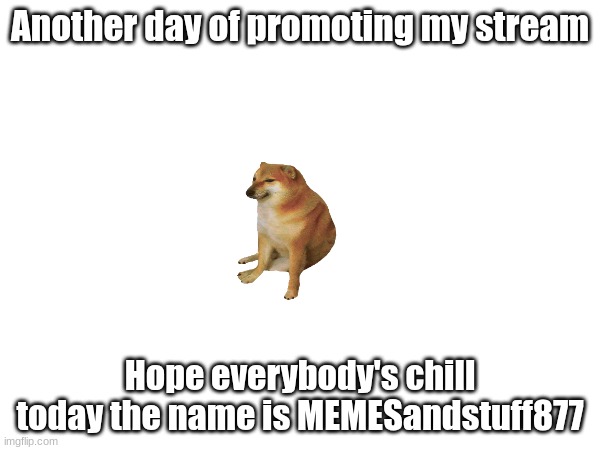 Another day of promoting my stream; Hope everybody's chill today the name is MEMESandstuff877 | image tagged in idk | made w/ Imgflip meme maker