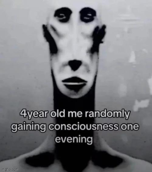4yo me gaining consciousness | image tagged in 4yo me gaining consciousness | made w/ Imgflip meme maker