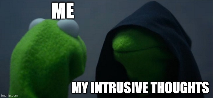 Evil Kermit Meme | ME; MY INTRUSIVE THOUGHTS | image tagged in memes,evil kermit | made w/ Imgflip meme maker