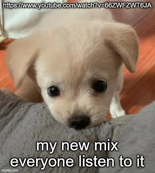 trust me its fire | https://www.youtube.com/watch?v=66ZWFZWT6JA; my new mix everyone listen to it | image tagged in hi | made w/ Imgflip meme maker
