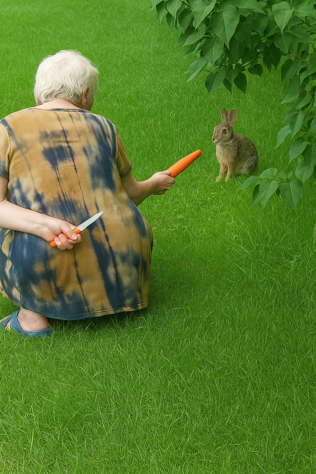 Old lady and rabbit Blank Meme Template