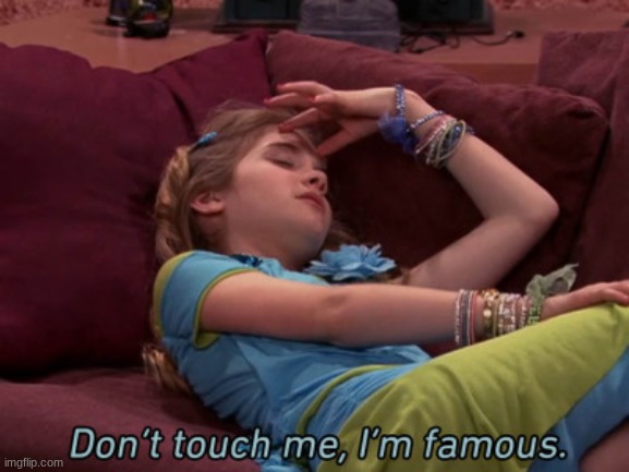 Don't touch me I'm famous | image tagged in don't touch me i'm famous | made w/ Imgflip meme maker