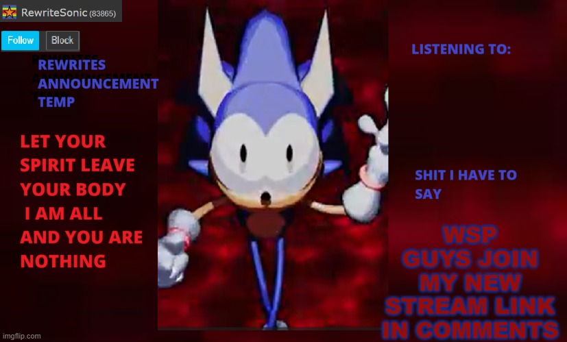 Rewrite annoucement temp | WSP GUYS JOIN MY NEW STREAM LINK IN COMMENTS | image tagged in rewrite annoucement temp | made w/ Imgflip meme maker