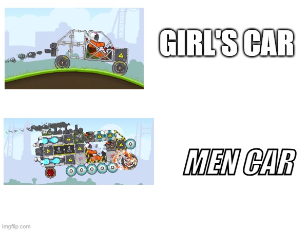 This is as much a slam on boys as it is girls, chill | GIRL'S CAR; MEN CAR | made w/ Imgflip meme maker
