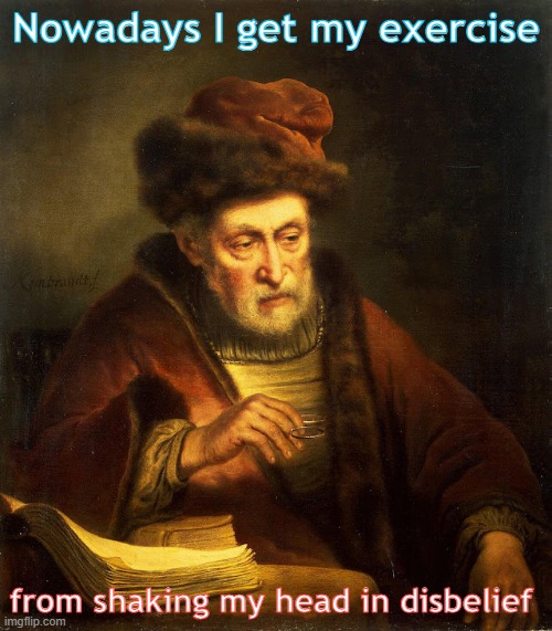 Nowadays I get my exercise; from shaking my head in disbelief | image tagged in current events | made w/ Imgflip meme maker