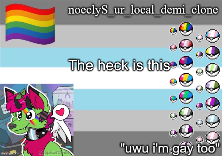 noeclys's uwu furry lgbtq template lol | The heck is this | image tagged in noeclys's uwu furry lgbtq template lol | made w/ Imgflip meme maker