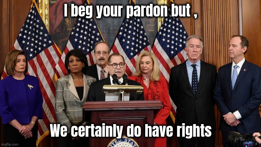 House Democrats | I beg your pardon but , We certainly do have rights | image tagged in house democrats | made w/ Imgflip meme maker