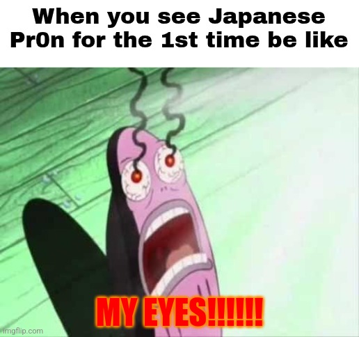 random bs | When you see Japanese Pr0n for the 1st time be like; MY EYES!!!!!! | image tagged in my eyes,japan,corn,wtf,brother ew,what's that | made w/ Imgflip meme maker