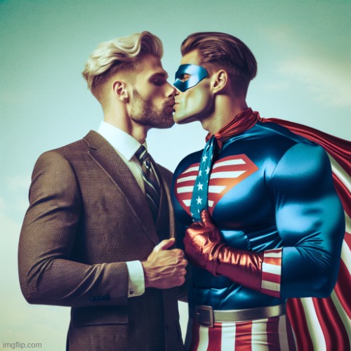 ryan gosling kisses homelander | image tagged in ryan gosling kisses homelander | made w/ Imgflip meme maker