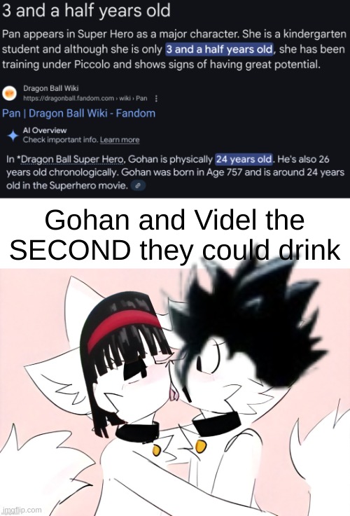 Gohan and Videl the SECOND they could drink | image tagged in blank white template,kissing | made w/ Imgflip meme maker