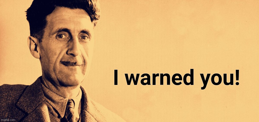 George Orwell | I warned you! | image tagged in george orwell | made w/ Imgflip meme maker