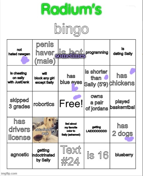 Radium Bingo (Sally made this on call) | sometimes | image tagged in radium bingo sally made this on call | made w/ Imgflip meme maker