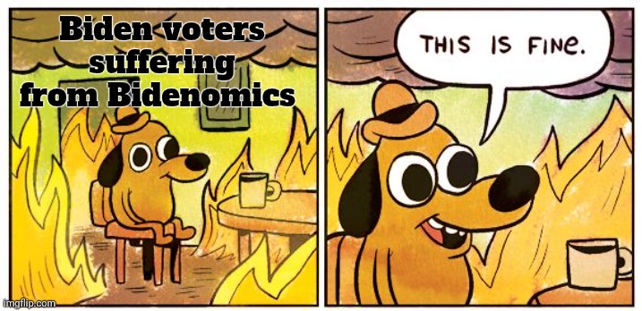 This Is Fine Meme | Biden voters suffering from Bidenomics | image tagged in memes,this is fine | made w/ Imgflip meme maker