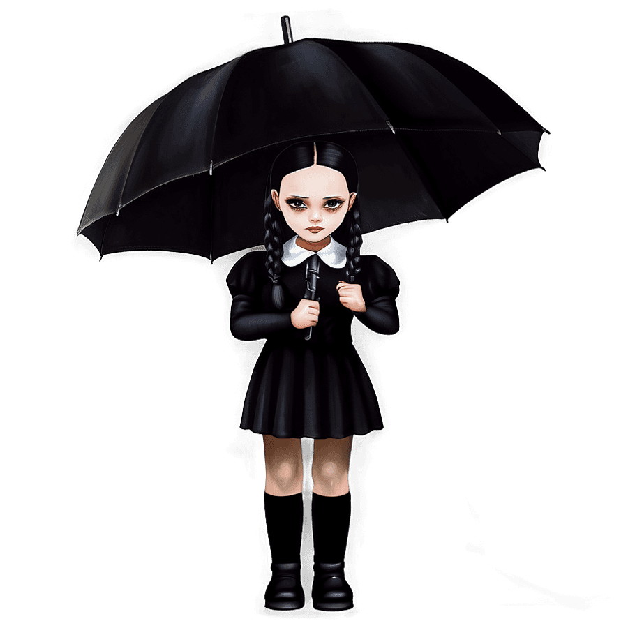 Wednesday Addams With Her Umbrella Blank Meme Template