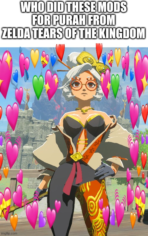 who did these mods | WHO DID THESE MODS FOR PURAH FROM ZELDA TEARS OF THE KINGDOM | image tagged in legend of zelda | made w/ Imgflip meme maker