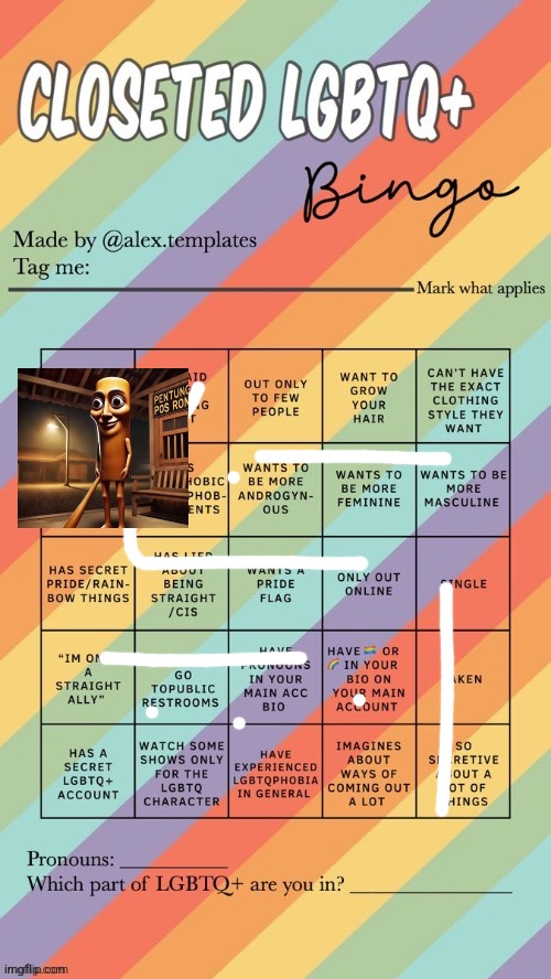 Closeted LGBTQ+ Bingo | image tagged in closeted lgbtq bingo | made w/ Imgflip meme maker