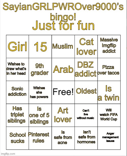 NOW it’s a template | image tagged in sayiangrlpwrover9000 s bingo | made w/ Imgflip meme maker