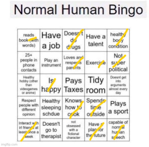 Yachi thinks it’s easy, it’s not when you’re a teenager | image tagged in normal human bingo | made w/ Imgflip meme maker