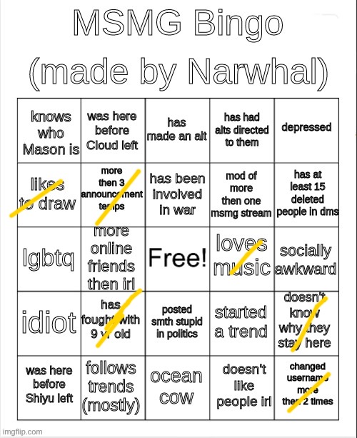 Dude | image tagged in msmg bingo | made w/ Imgflip meme maker