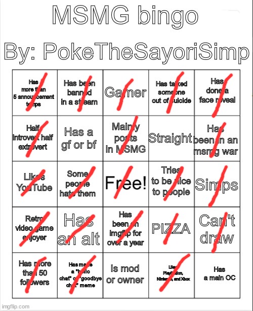 MSMG bingo by poke | image tagged in msmg bingo by poke | made w/ Imgflip meme maker