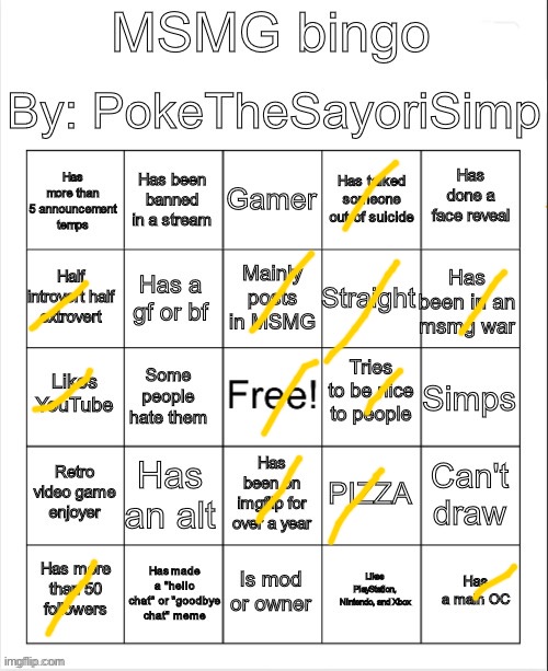 Well, I tried to | image tagged in msmg bingo by poke | made w/ Imgflip meme maker