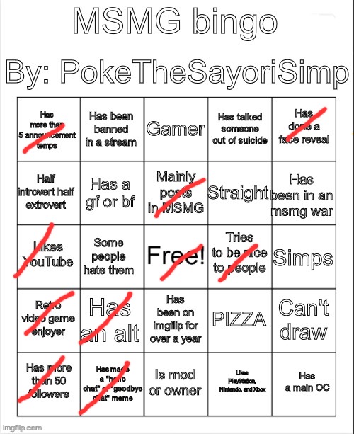 MSMG bingo by poke | image tagged in msmg bingo by poke | made w/ Imgflip meme maker