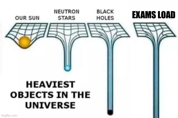 Good luck everyone | EXAMS LOAD | image tagged in heaviest objects | made w/ Imgflip meme maker