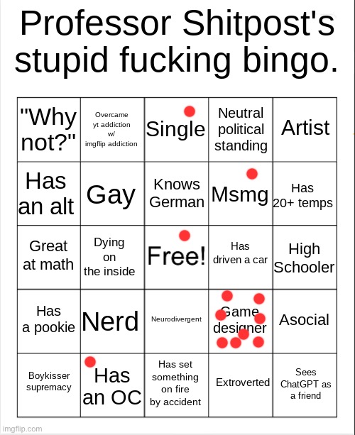 didnt get many | image tagged in professor shitpost's stupid bingo | made w/ Imgflip meme maker