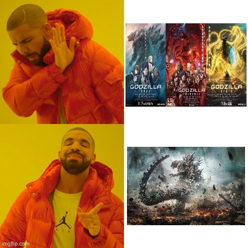 The Anime Trilogy Was So BAD! | image tagged in memes,drake hotline bling | made w/ Imgflip meme maker