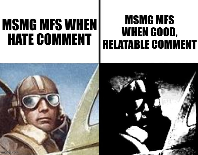 Warthunder meme | MSMG MFS WHEN GOOD, RELATABLE COMMENT; MSMG MFS WHEN HATE COMMENT | image tagged in warthunder meme | made w/ Imgflip meme maker