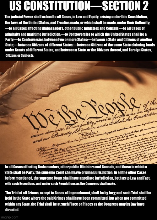 Judicial Authority | image tagged in constitution,section 2,judiciary,due process | made w/ Imgflip meme maker