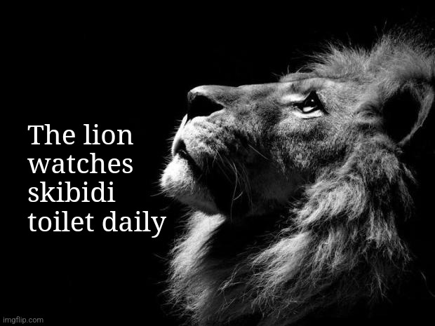 sad lion | The lion watches skibidi toilet daily | image tagged in sad lion | made w/ Imgflip meme maker