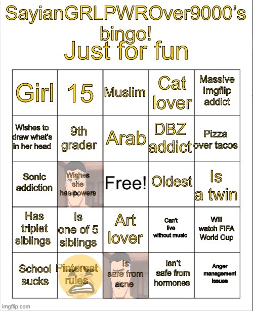 SayianGRLPWROver9000’s bingo | image tagged in sayiangrlpwrover9000 s bingo | made w/ Imgflip meme maker