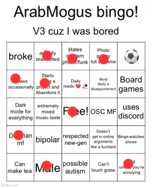 ArabMogus bingo V3 | image tagged in arabmogus bingo v3 | made w/ Imgflip meme maker