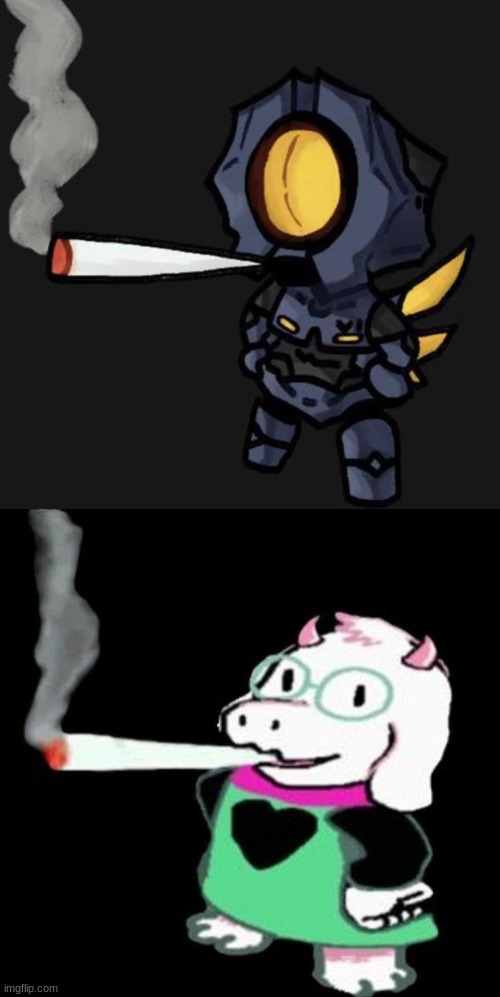 image tagged in v1 smoking a fat one,ralsei smoking | made w/ Imgflip meme maker
