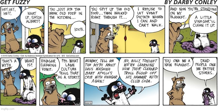 image tagged in comics,get fuzzy,dog and cat,throwing up old food | made w/ Imgflip meme maker