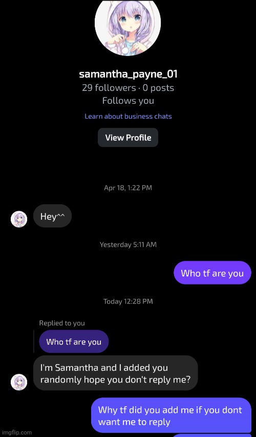 Mf says "hii" and expects me not to reply | made w/ Imgflip meme maker