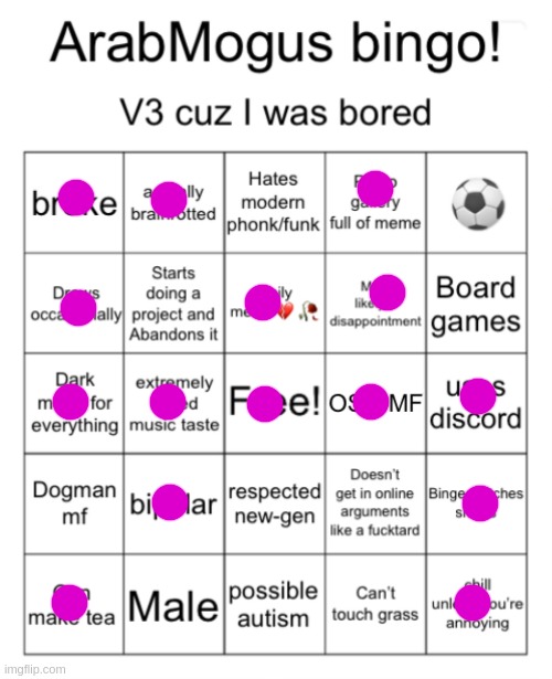 :) | image tagged in arabmogus bingo v3 | made w/ Imgflip meme maker