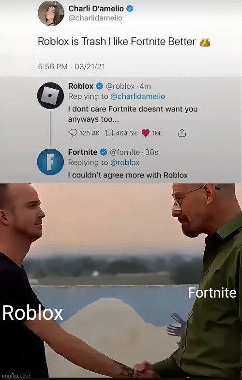 Roblox; Fortnite | made w/ Imgflip meme maker