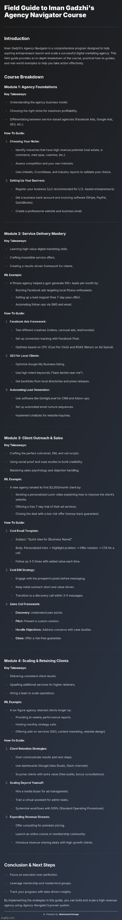 Iman Gadzhi - Agency Navigator Course-Notes :> | image tagged in simothefinlandized,iman gadzhi,digital marketing,infographic,tutorial | made w/ Imgflip meme maker